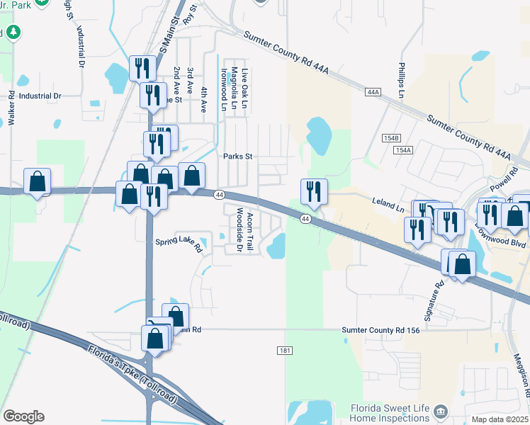 map of restaurants, bars, coffee shops, grocery stores, and more near E Gulf Atlantic Hwy in Wildwood