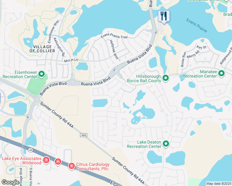 map of restaurants, bars, coffee shops, grocery stores, and more near Vertex Court in Wildwood