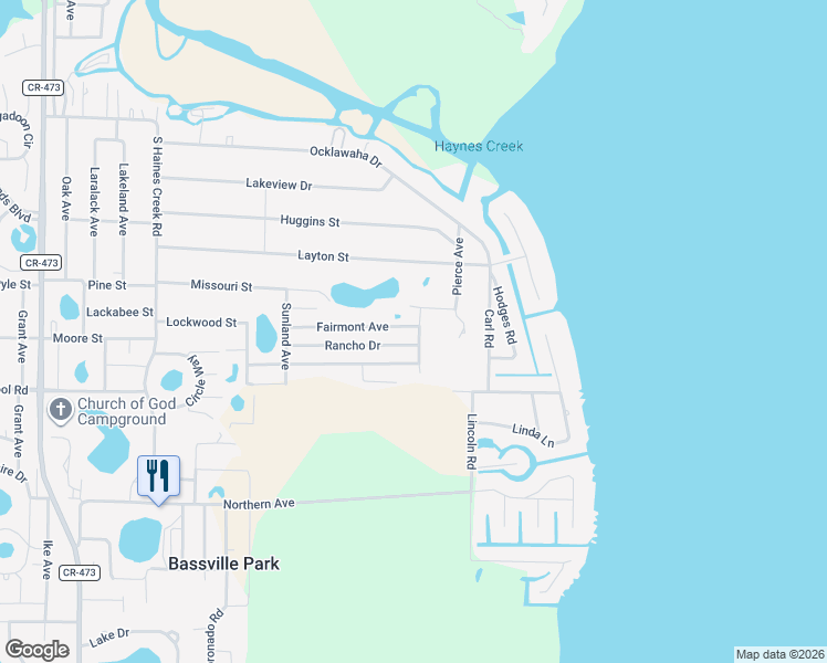 map of restaurants, bars, coffee shops, grocery stores, and more near 34123 Holly Road in Leesburg