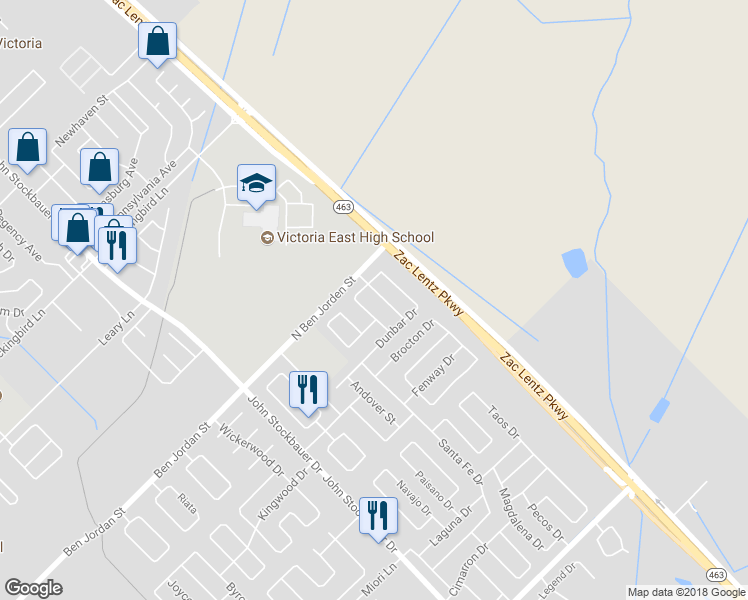 map of restaurants, bars, coffee shops, grocery stores, and more near 111 Ashford Drive in Victoria