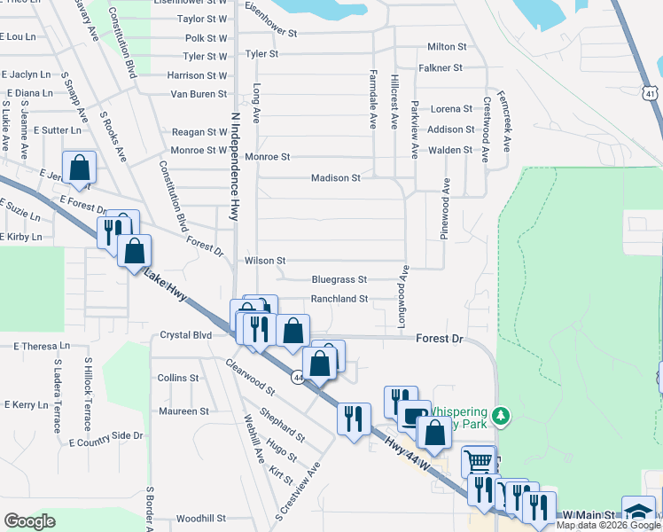 map of restaurants, bars, coffee shops, grocery stores, and more near 2403 Wilson Street in Inverness