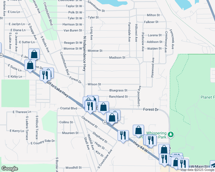 map of restaurants, bars, coffee shops, grocery stores, and more near 2503 Wilson Street in Inverness