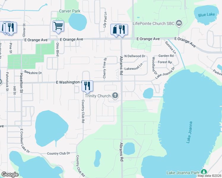 map of restaurants, bars, coffee shops, grocery stores, and more near 2666 Winchester Circle in Eustis