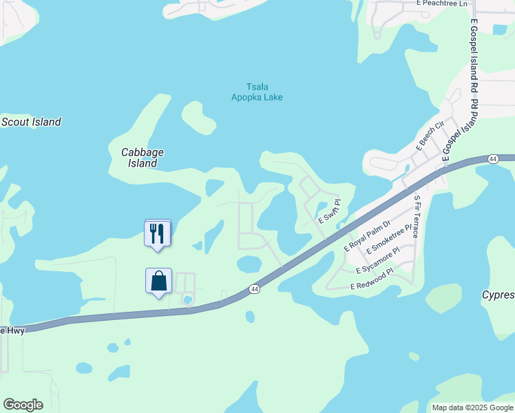 map of restaurants, bars, coffee shops, grocery stores, and more near 1037 South Dream Terrace in Inverness