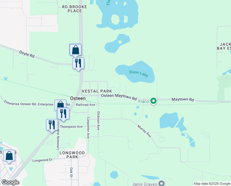 map of restaurants, bars, coffee shops, grocery stores, and more near 362 Osteen Maytown Road in Osteen