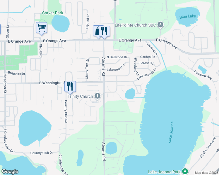 map of restaurants, bars, coffee shops, grocery stores, and more near 609 Arlington Court in Eustis