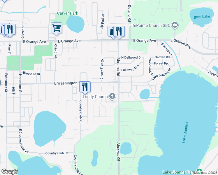 map of restaurants, bars, coffee shops, grocery stores, and more near 2698 Winchester Circle in Eustis