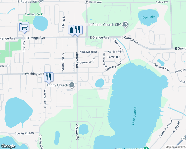map of restaurants, bars, coffee shops, grocery stores, and more near 2721 Beacon Street in Eustis