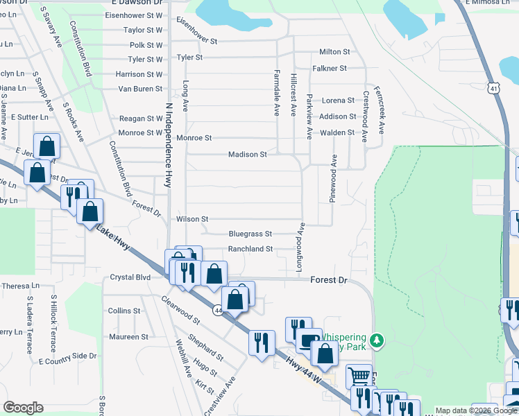 map of restaurants, bars, coffee shops, grocery stores, and more near 2314 Garfield Street in Inverness