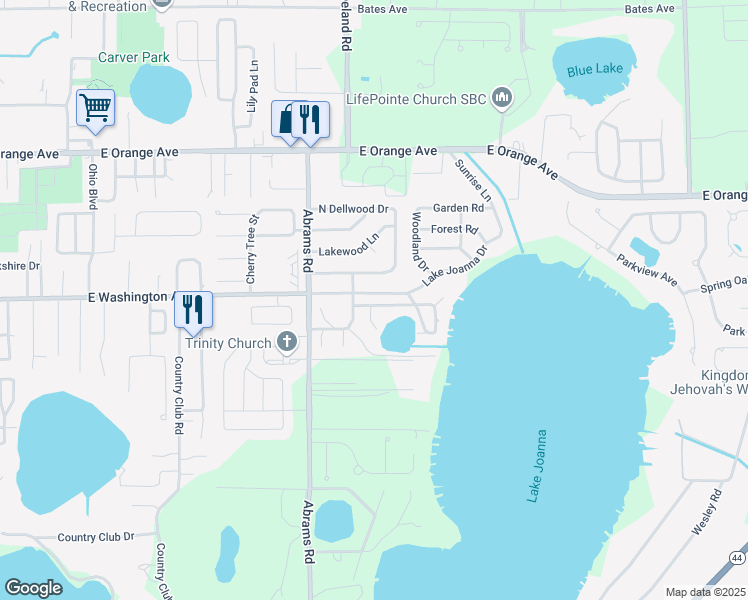 map of restaurants, bars, coffee shops, grocery stores, and more near 2723 Beacon Street in Eustis