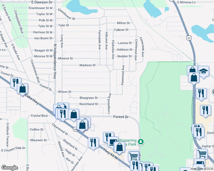 map of restaurants, bars, coffee shops, grocery stores, and more near 2206 Garfield Street in Inverness