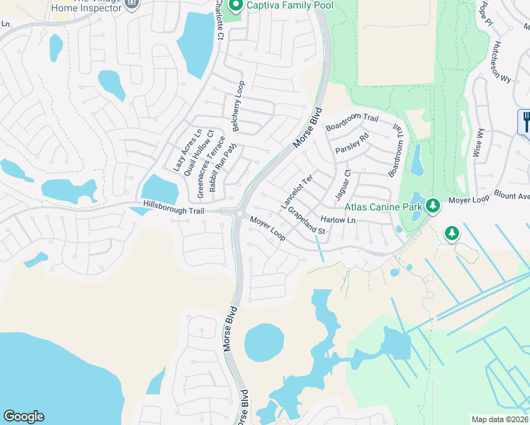 map of restaurants, bars, coffee shops, grocery stores, and more near 570 Grapeland Street in The Villages