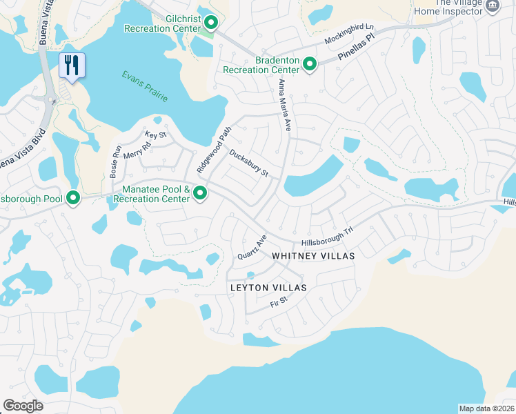 map of restaurants, bars, coffee shops, grocery stores, and more near 3508 Ridgewood Path in The Villages