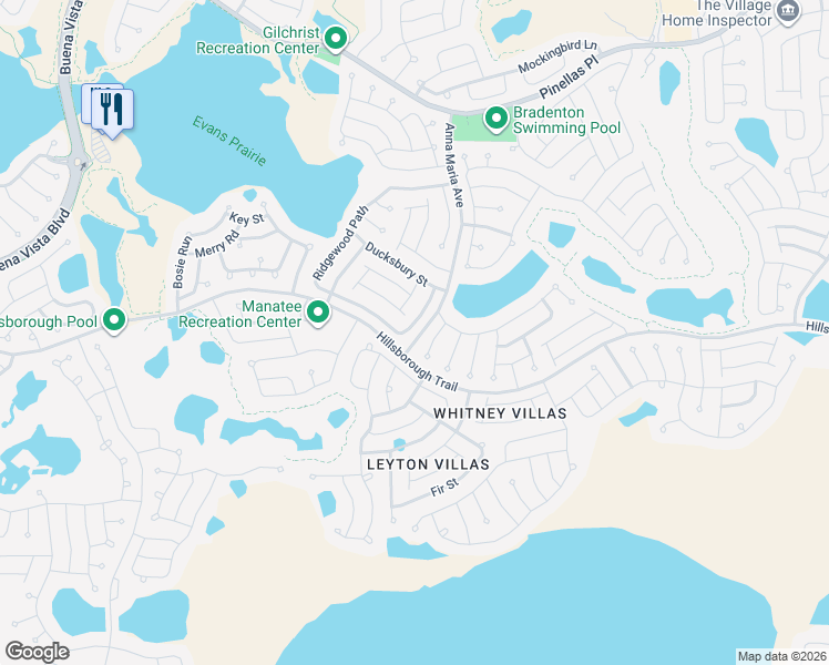 map of restaurants, bars, coffee shops, grocery stores, and more near 3491 Ridgewood Path in The Villages