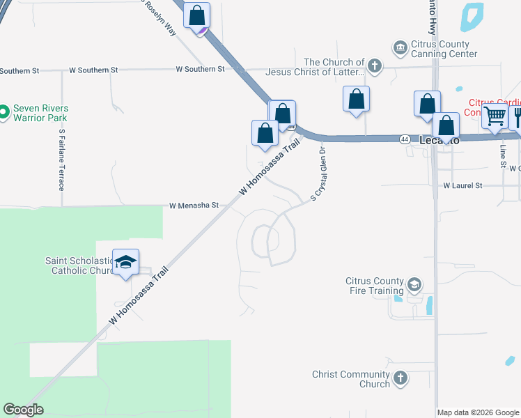 map of restaurants, bars, coffee shops, grocery stores, and more near 1034 South Brookfield Drive in Lecanto