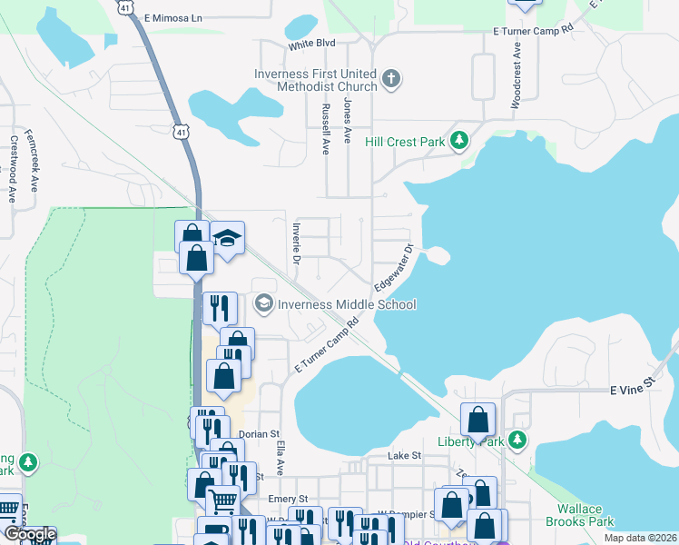 map of restaurants, bars, coffee shops, grocery stores, and more near 721 Moray Drive in Inverness