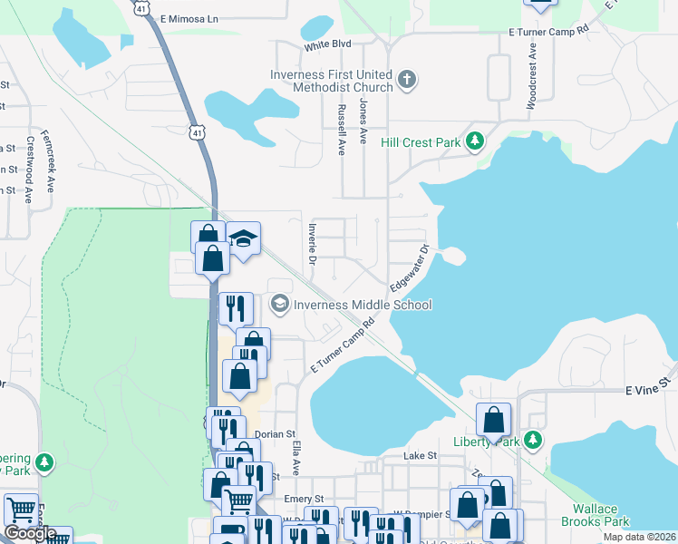 map of restaurants, bars, coffee shops, grocery stores, and more near 721 Moray Drive in Inverness