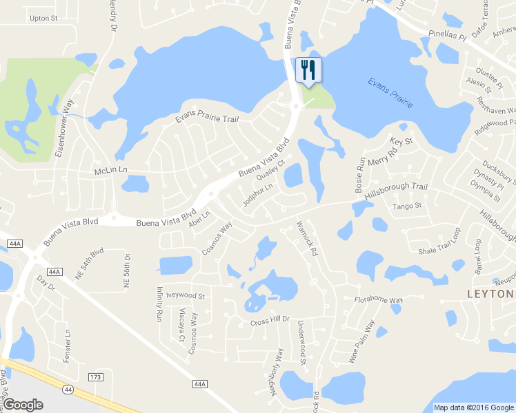map of restaurants, bars, coffee shops, grocery stores, and more near Glenarden Path in The Villages