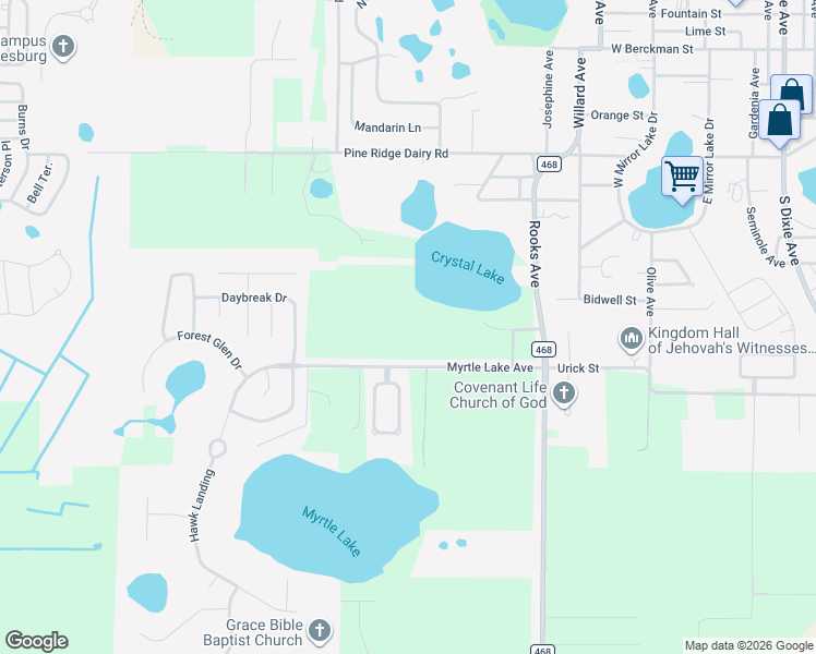 map of restaurants, bars, coffee shops, grocery stores, and more near 1931 Myrtle Lake Avenue in Fruitland Park