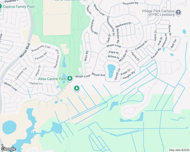 map of restaurants, bars, coffee shops, grocery stores, and more near 1150 Blount Avenue in The Villages