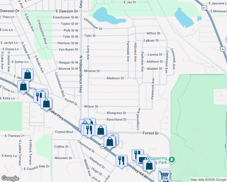 map of restaurants, bars, coffee shops, grocery stores, and more near 2314 Garfield Street in Inverness