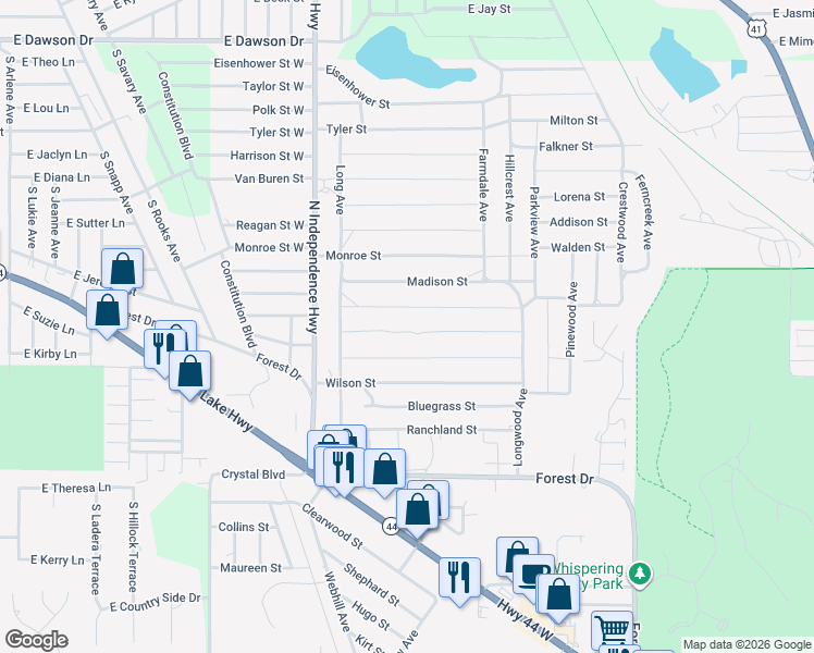 map of restaurants, bars, coffee shops, grocery stores, and more near 2504 Garfield Street in Inverness