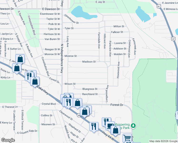 map of restaurants, bars, coffee shops, grocery stores, and more near 2314 Jefferson Street in Inverness