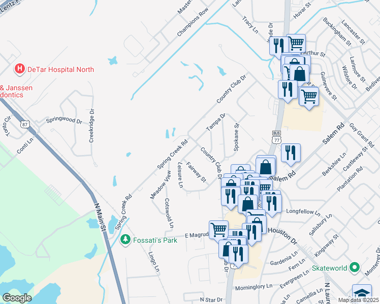 map of restaurants, bars, coffee shops, grocery stores, and more near Leisure Lane in Victoria