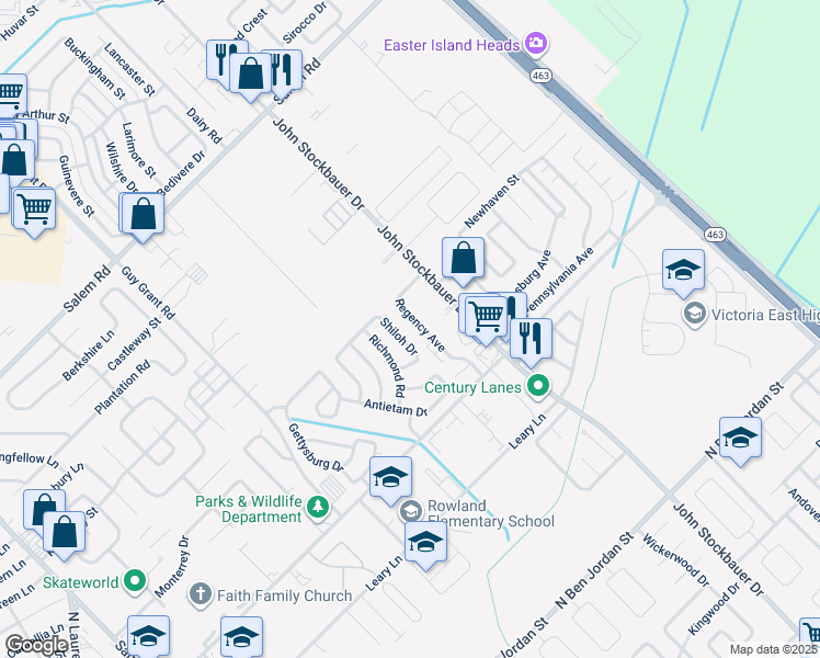 map of restaurants, bars, coffee shops, grocery stores, and more near 133 Regency Avenue in Victoria