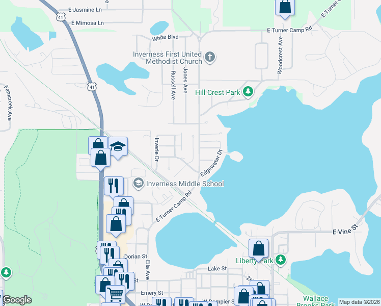 map of restaurants, bars, coffee shops, grocery stores, and more near 808 Balmoral Court in Inverness