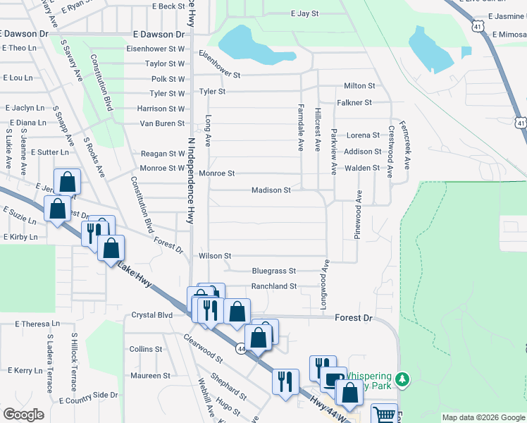 map of restaurants, bars, coffee shops, grocery stores, and more near 2314 Jefferson Street in Inverness