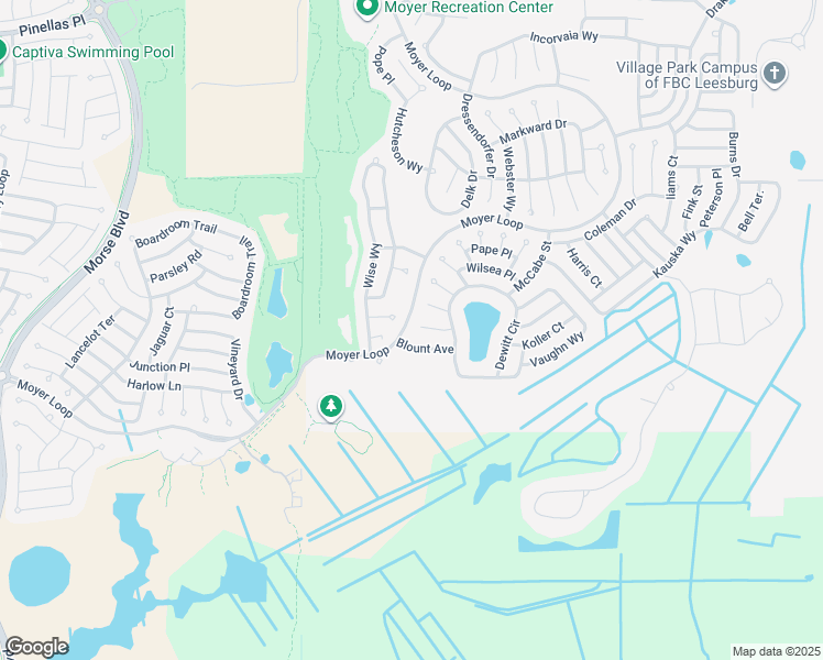 map of restaurants, bars, coffee shops, grocery stores, and more near 1143 Stradinger Street in The Villages