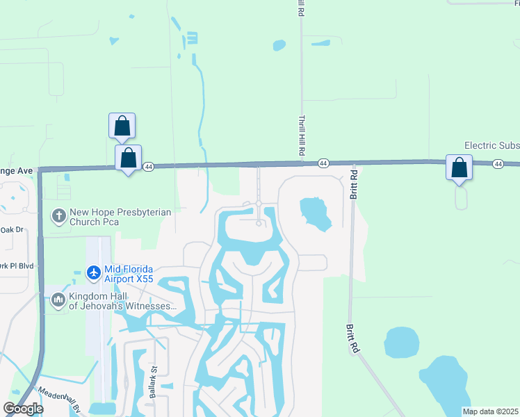 map of restaurants, bars, coffee shops, grocery stores, and more near 9021 Bridgeport Bay Circle in Mount Dora