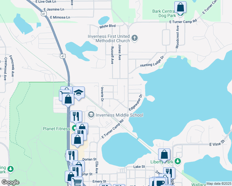 map of restaurants, bars, coffee shops, grocery stores, and more near 805 Lanark Ct in Inverness