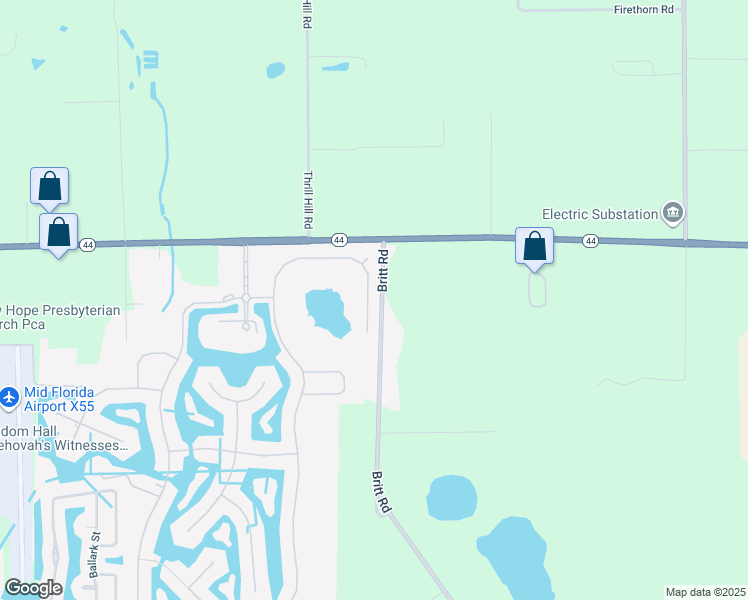 map of restaurants, bars, coffee shops, grocery stores, and more near 8048 Bridgeport Bay Circle in Mount Dora