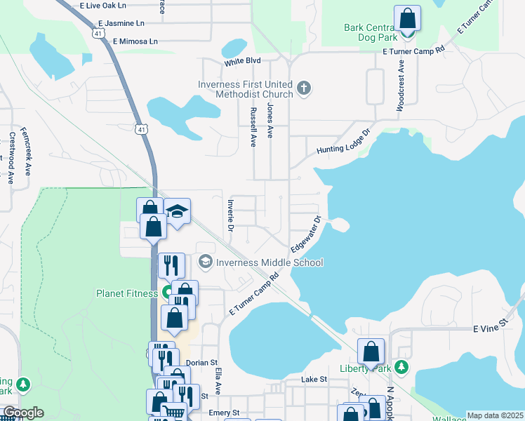 map of restaurants, bars, coffee shops, grocery stores, and more near 805 Lanark Court in Inverness