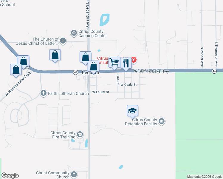 map of restaurants, bars, coffee shops, grocery stores, and more near 3083 West Laurel Street in Lecanto