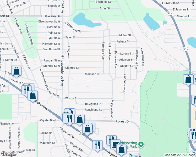 map of restaurants, bars, coffee shops, grocery stores, and more near 2218 Jefferson Street in Inverness