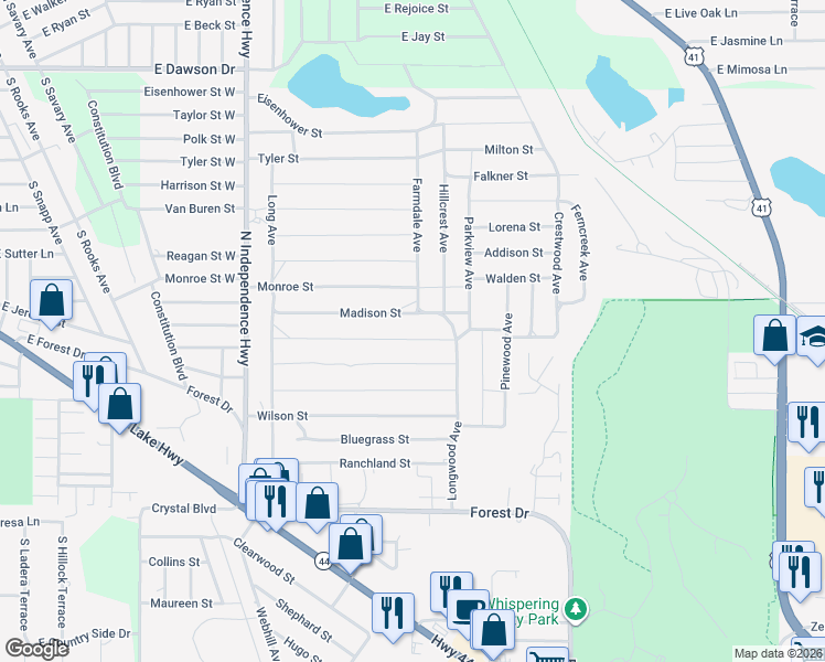 map of restaurants, bars, coffee shops, grocery stores, and more near 2218 Jefferson Street in Inverness
