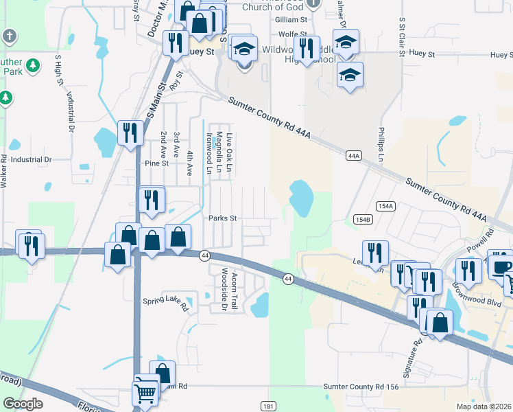 map of restaurants, bars, coffee shops, grocery stores, and more near 822 Michigan Street in Wildwood