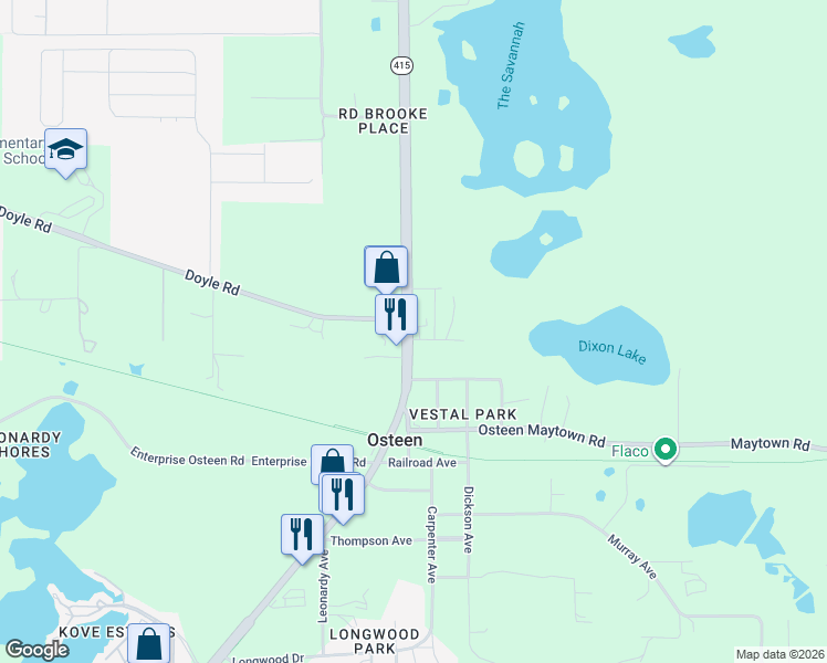 map of restaurants, bars, coffee shops, grocery stores, and more near 309 State Route 415 in Osteen