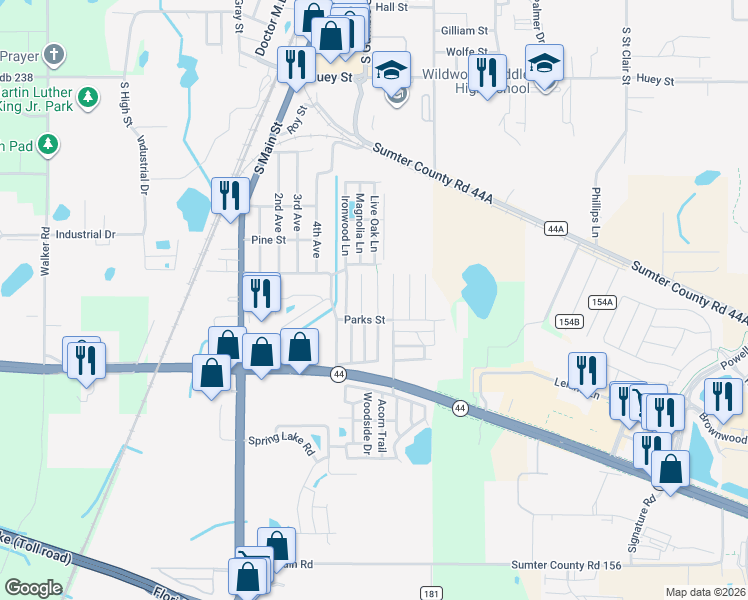 map of restaurants, bars, coffee shops, grocery stores, and more near 824 Mary Street in Wildwood
