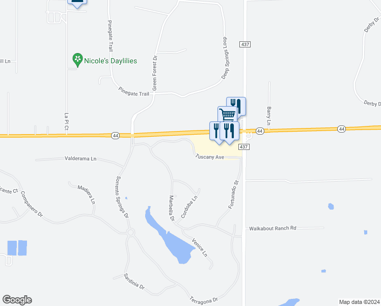 map of restaurants, bars, coffee shops, grocery stores, and more near 34356 Tuscany Avenue in Sorrento