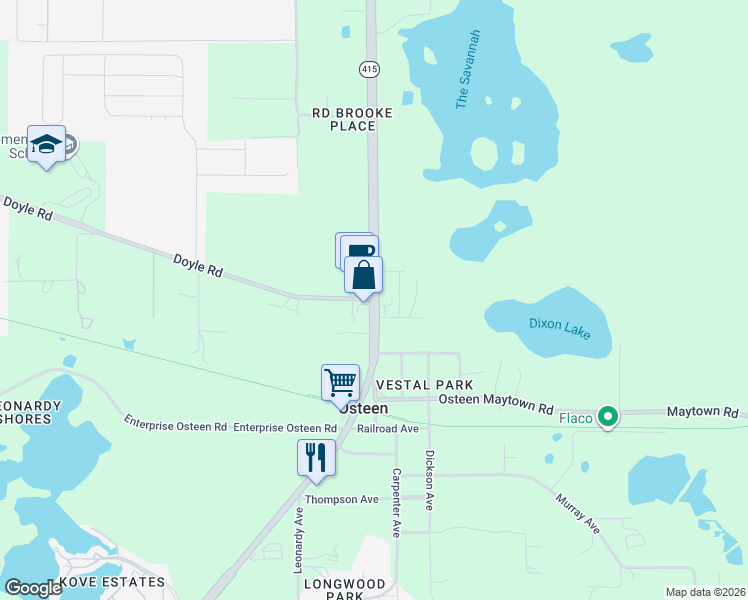 map of restaurants, bars, coffee shops, grocery stores, and more near 309 State Route 415 in Osteen