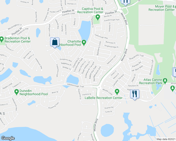 map of restaurants, bars, coffee shops, grocery stores, and more near Greenacres Terrace in Wildwood