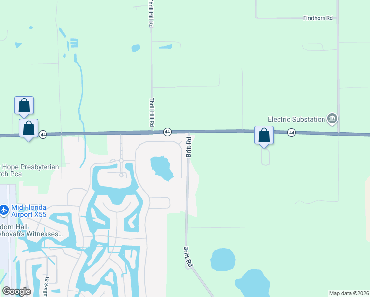 map of restaurants, bars, coffee shops, grocery stores, and more near 3044 Plymouth Rock Circle in Mount Dora