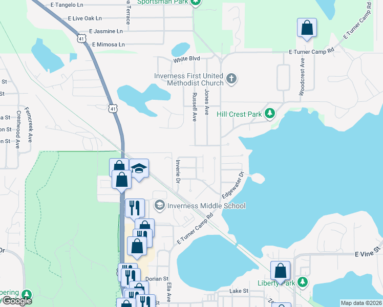 map of restaurants, bars, coffee shops, grocery stores, and more near 807 Inverie Drive in Inverness
