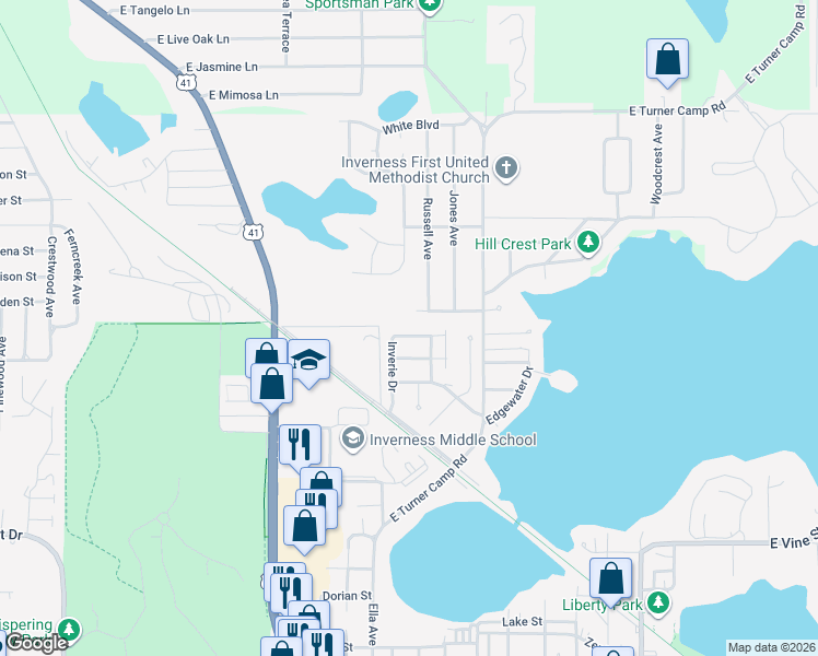 map of restaurants, bars, coffee shops, grocery stores, and more near 807 Inverie Drive in Inverness