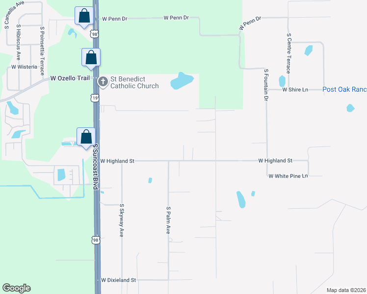 map of restaurants, bars, coffee shops, grocery stores, and more near 771 South Ebenezer Point in Homosassa