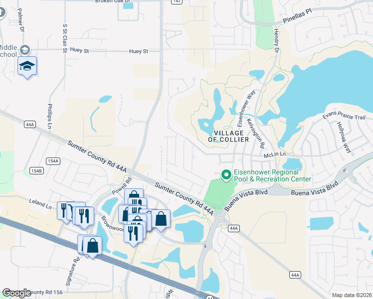 map of restaurants, bars, coffee shops, grocery stores, and more near 3395 Neaptide Path in The Villages